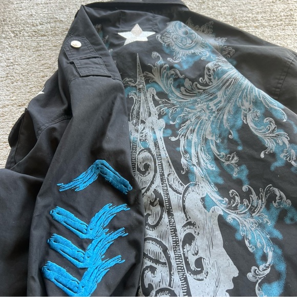 Affliction Black‎ Label Y2K Grunge Long Sleeve Button Down Cyber Shirt Graphic - Picture 5 of 8